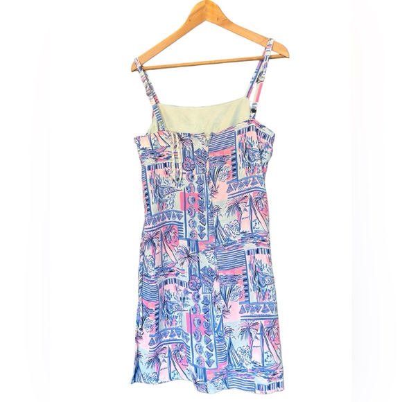 LIly Pulitzer Sahar Romper Pastel Blue Pink Tie Side Square Neck Size 10 - Picture 5 of 9